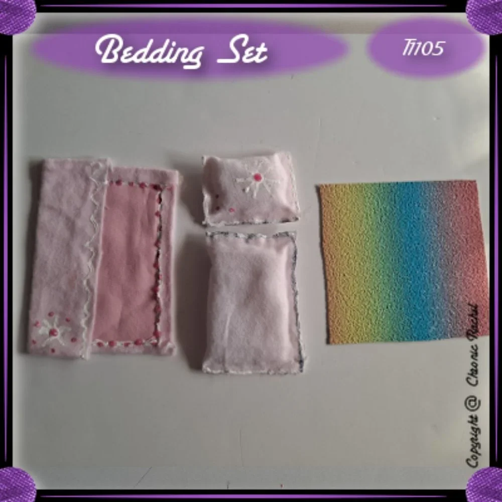 4-Pack Pink Bedding & Faux Rainbow Leather Flooring